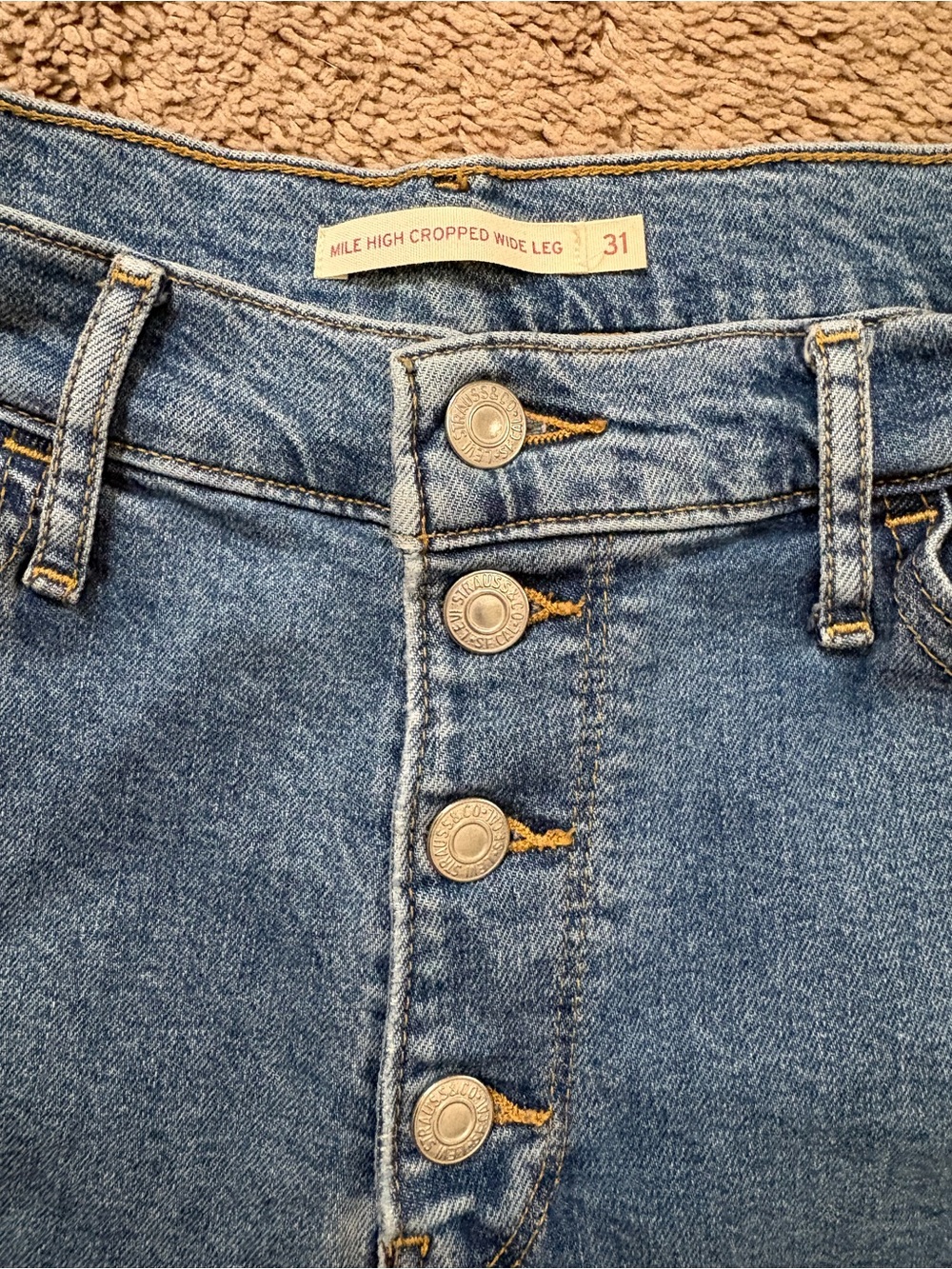 Levi's Mile High Cropped Wide Leg Jeans - Medium Blue
